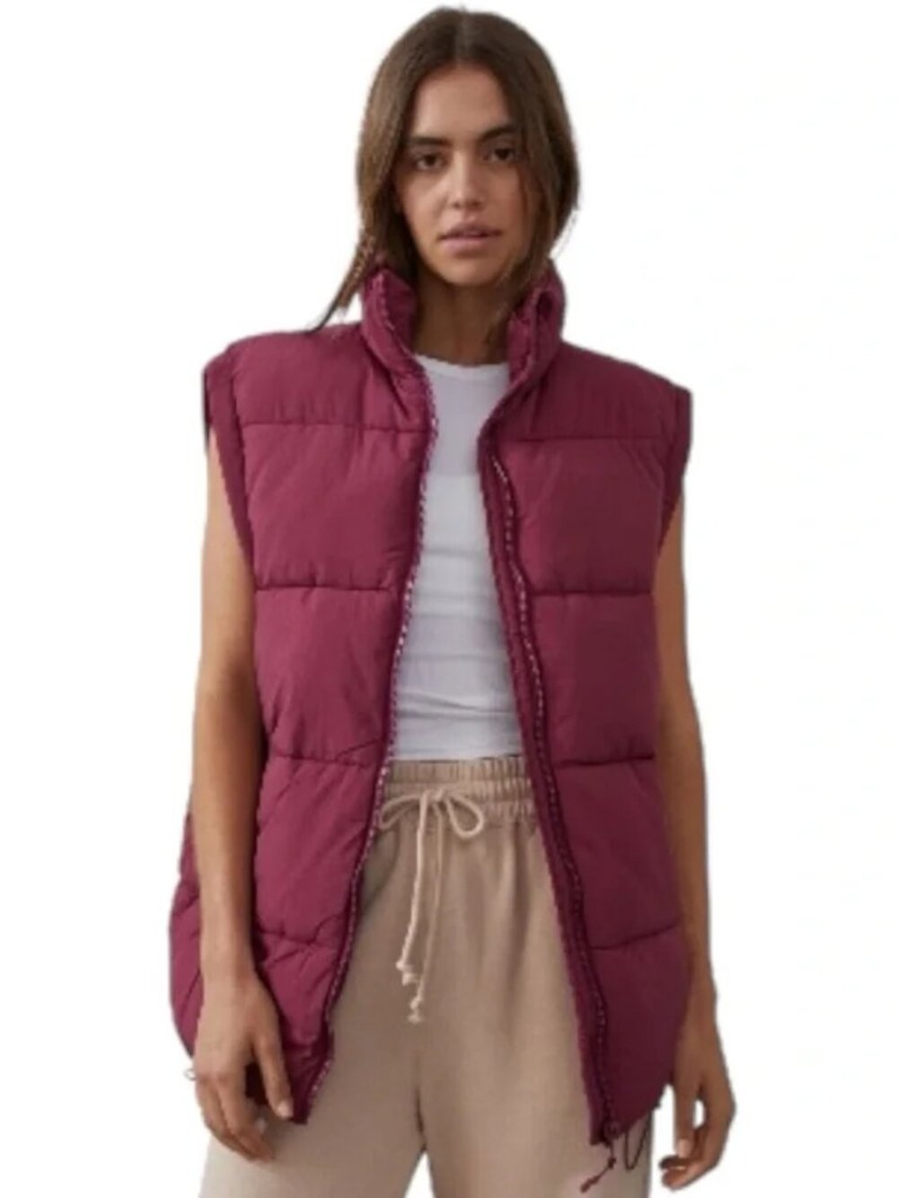 Cotton On Burgundy Quilted Puffer Vest